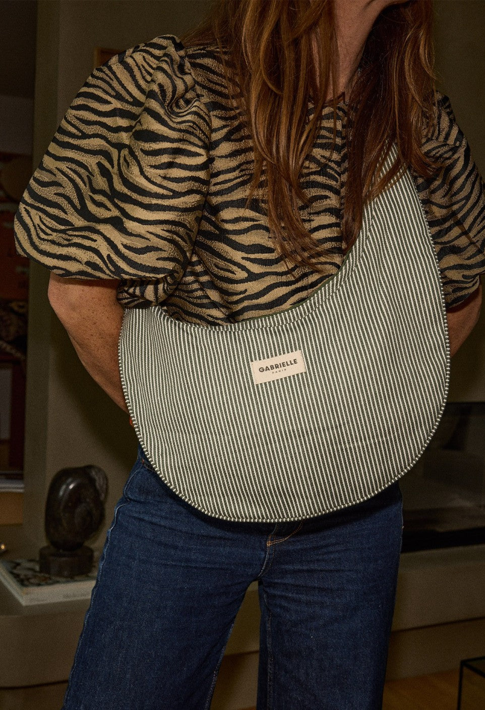 Sac New B en coton Rayures Café: RAYURES VERTES