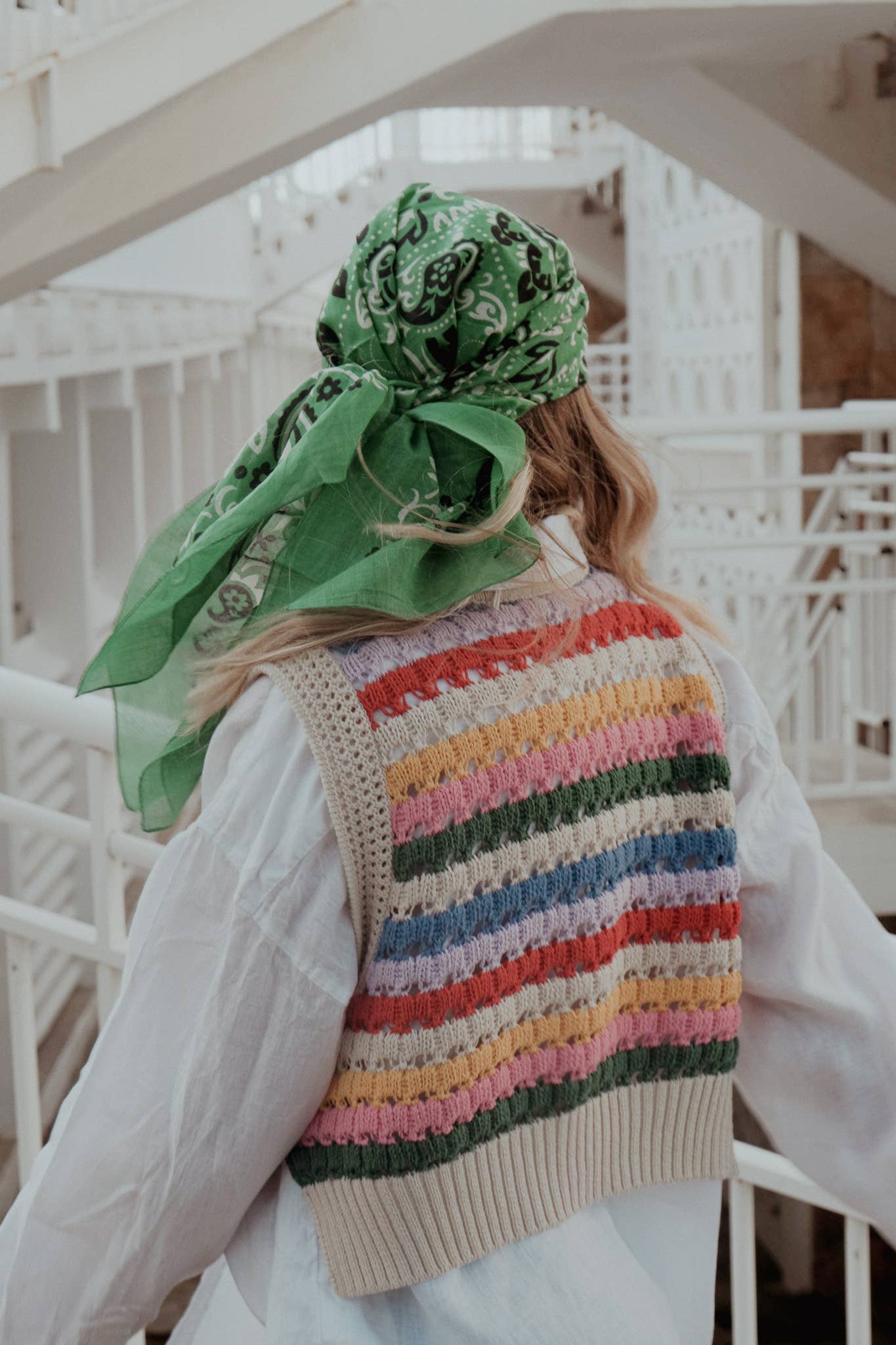 Large Foulard bandana Vert coton